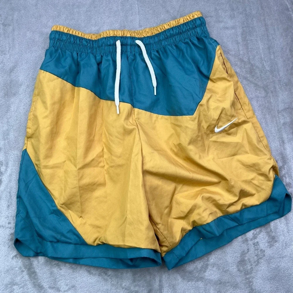 Nike Shorts Men Small Blue Yellow Colorblock DNA Woven Drawstring Crossfit Lined